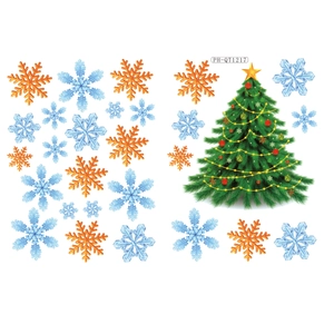 Adesivi per finestre con albero di Natale e fiocchi colorati per decorazione festiva