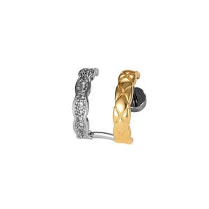 Light luxury gold and silver earrings set with zircon stones and rhombic pattern