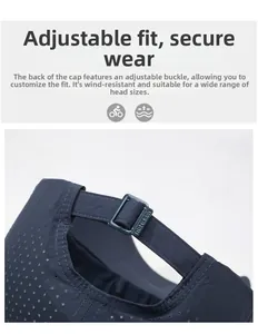 Detail of adjustable strap and laser-cut breathable holes on a quick-dry baseball cap
