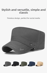 Detailed flat top military cap showing metal eyelets and five available color options