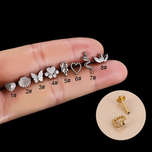 F136 titanium piercing jewelry collection featuring heart butterfly and snake studs