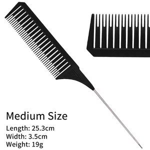 Pettine a coda professionale con punta in metallo per lo styling e sezionare capelli