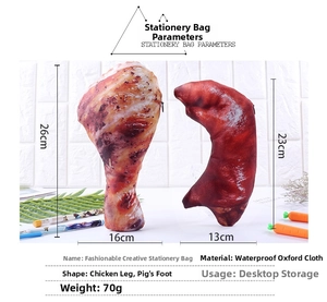 Detail view of chicken leg and pork trotter pencil cases with waterproof Oxford fabric