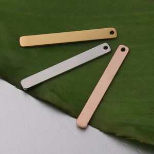 Polished stainless steel rectangular pendant charms in gold, silver and rose gold