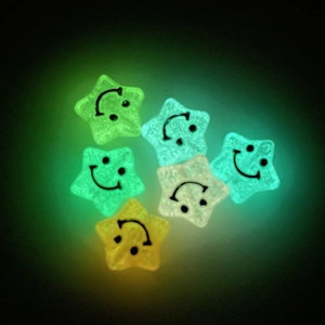 Perline acriliche luminose a forma di stella con sorrisi per la creazione di gioielli