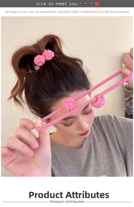 Pink high elasticity woven knot hair tie shown on a high ponytail for daily styling