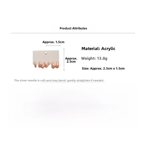 Detailed view of acrylic teardrop earring set with silver needles on a 2.5cm display card