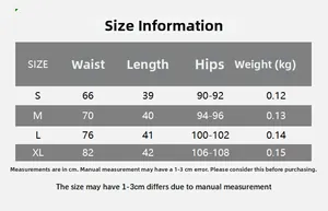 Size chart showing waist, hip, and length measurements for the PU leather mini skirt