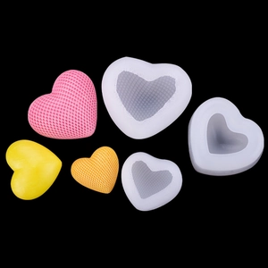 3D heart shaped silicone molds with woven texture and smooth finish for mousse cakes
