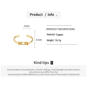 Size chart for 18K gold plated bangle showing 6.5cm diameter and copper material detail