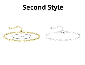 Detail view of gold and silver paperclip chain bracelets with 18+6cm adjustable clasps