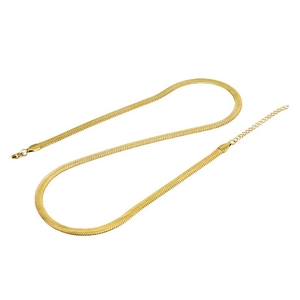 Collar de cadena de serpiente plana en acero inoxidable chapado en oro 18K con cierre
