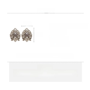 Detailed size specifications for vintage teardrop earrings with pearls and rhinestones