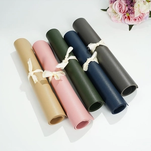 Roll-up waterproof PU leather placemats in five colors for elegant Nordic table decor