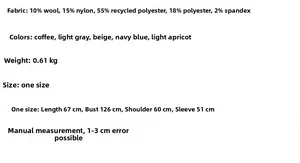 Detailed size chart and fabric composition for casual two-piece knit sweater set