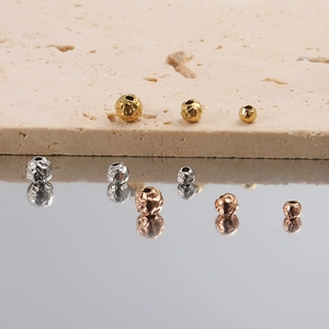 Hammered Texture Stainless Steel Loose Beads Spacer Through Hole Round Beads For DIY Jewelry Making Bracelets Necklaces