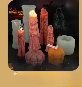 Stampo in silicone sposa fantasma e zucca teschio per candele decorative Halloween