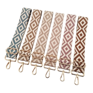 Adjustable 5cm jacquard woven shoulder straps with colorful diamond patterns and gold hooks
