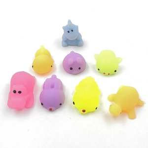 Assorted colorful TPR soft rubber squeeze toys in cute animal shapes on white background
