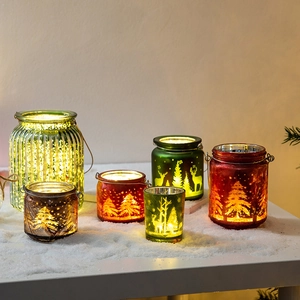 Bougeoir En Verre De Noël Motif Renne Arbre Décoration De Table De Fête Ornement Coupe Votive Ambiance Hivernale
