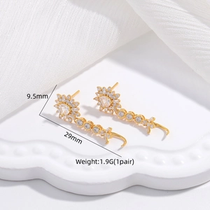 Elegante goldene S925 Silber Blumenohrringe mit Zirkonia und einem Tropfen von 29mm Länge