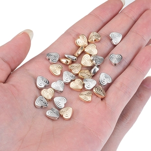 Golden and silver heart-shaped CCB beads with spiral texture for DIY jewelry making