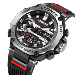 Orologio sportivo ottagonale a doppio display con quadrante luminoso e cinturino
