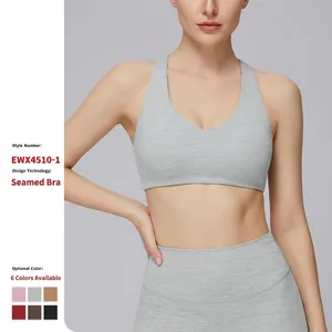 Women Brushed Racerback Sports Bra High Impact Yoga Crop Top Wirefree Fitness Running Tank Top With Removable Pads