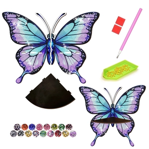 DIY diamond painting butterfly wall hanging kit with rhinestones and complete tool set