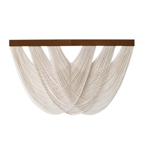 Handmade bohemian macrame wall hanging with off-white cotton rope and wooden rod