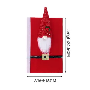 Weihnachts-Kühlschrankgriffabdeckung aus rotem Filz mit weißem Bart und goldener Schnalle