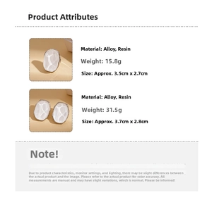 Size and weight specifications for resin geometric oval stud earrings with silver pins