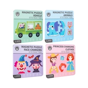 Set di puzzle magnetici per bambini con temi di veicoli, animali e vestiti da principessa
