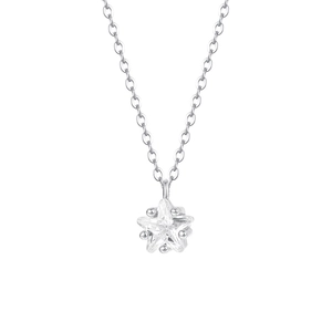 Elegant S999 sterling silver necklace with a sparkling star-shaped zircon pendant
