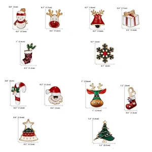 Weihnachts-Acrylbrosche-Set mit Weihnachtsmann-Rentier und Stock auf Papierkarten