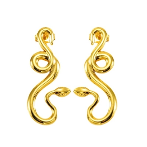 Boucles d'oreilles serpent dorées élégantes en acier titane au design français chic