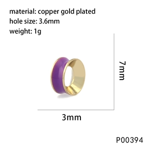Detail view of 7mm purple enamel copper bead with dimensions for DIY jewelry making