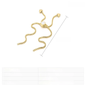 Macro detail of adjustable gold stainless steel box chain with rhinestone slide buckle