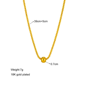 Minimalist 18K gold plated bead wave necklace, 39cm length with adjustable 5cm chain