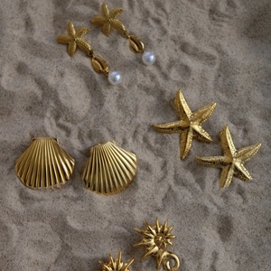 Ocean Starfish Shell Artificial Pearl Earrings Alloy Zirconia Jewelry With Stainless Steel Earring Post For Women Beach Holiday