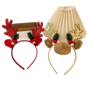 Sparkly reindeer antler headband with bells and sequins for Christmas party hair decoration