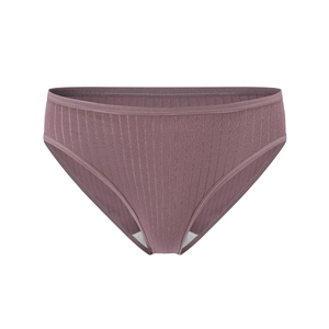 Purple ribbed cotton panties for women with breathable mid-rise seamless design
