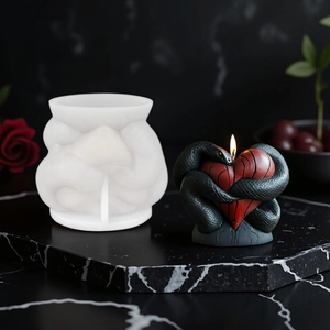 Gothic snake wrapped heart candle silicone mold for DIY resin plaster crafts