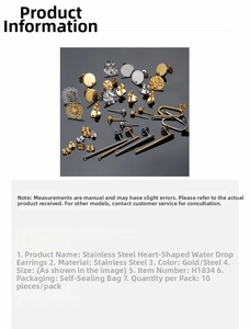 Detailed view of assorted stainless steel earring findings in gold and steel colors
