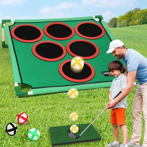 Kit de filet de golf avec trous de cible, tapis de frappe et balles collantes colorées