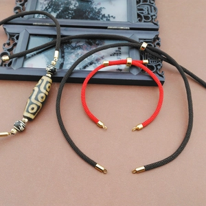 Premium 4mm braided rope necklace with traditional Dzi bead and gold metal hardware