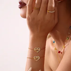 Hart Armband MAMMA Letter Roestvrij Staal Zirkoon Pavé Verguld Mode Moederdag Sieraden Voor Vrouwen