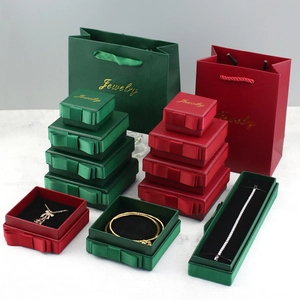Bowknot Jewelry Gift Box Set For Rings Necklaces Bracelets Multiple Colors Cardboard Packaging Box With Ribbon And Jewelry Letter Print