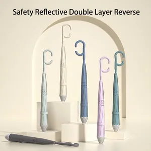 Inverted Umbrella C-Shaped Handle Windproof Double Layer Pongee Cloth Self-Standing For Car Travel Rain Sun