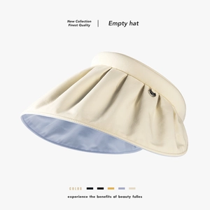 Women Wide Brim Sun Visor Hat Pleated Cotton Foldable UV Protection Summer Outdoor Beach Portable Breathable